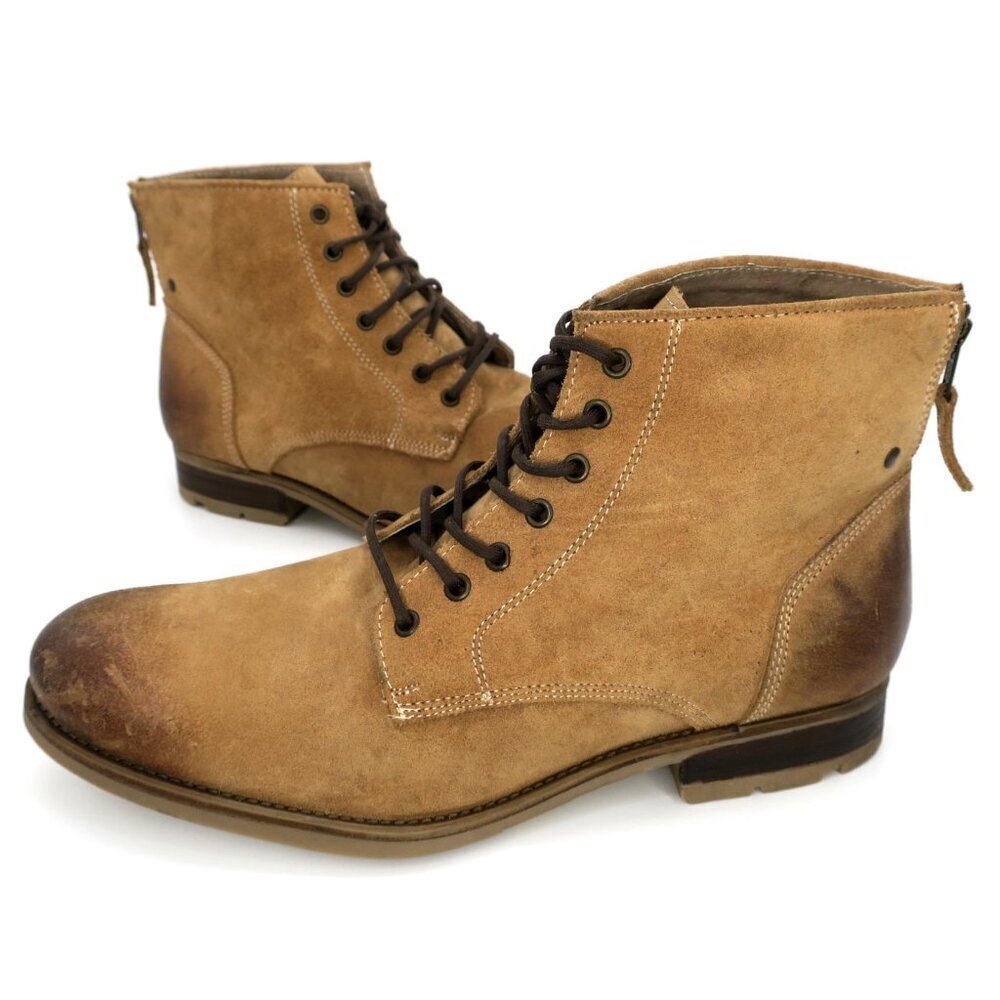 GBX Burnished Brown Tan Lace-up Chukka Casual Boots Zip Back Men's 13